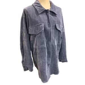 XL Ashley Womens Corduroy Button Up Shirt Shacket